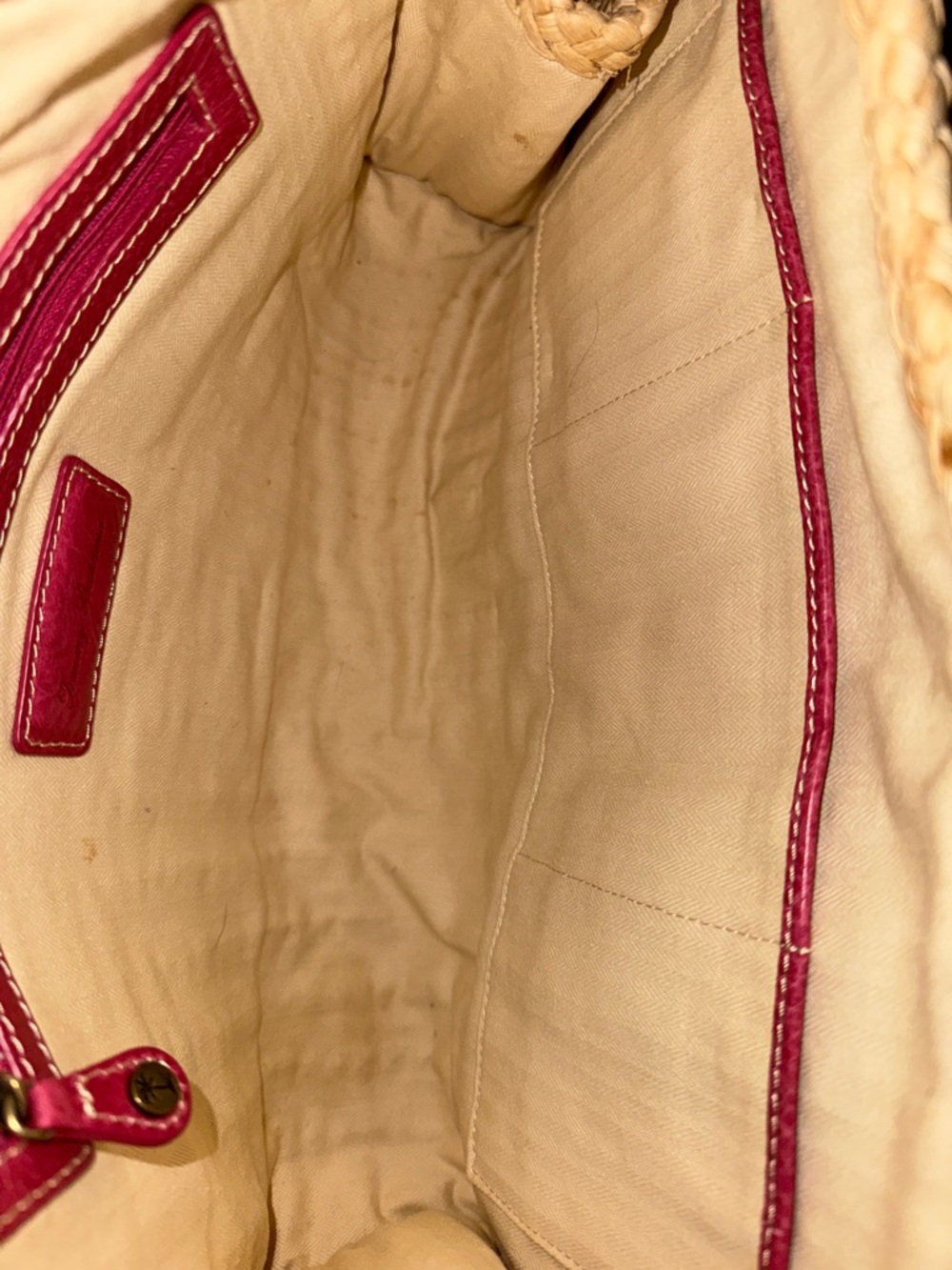 Tommy Bahama Straw Tote with Pink Leather Trim and Medallion - Picture 16 of 16